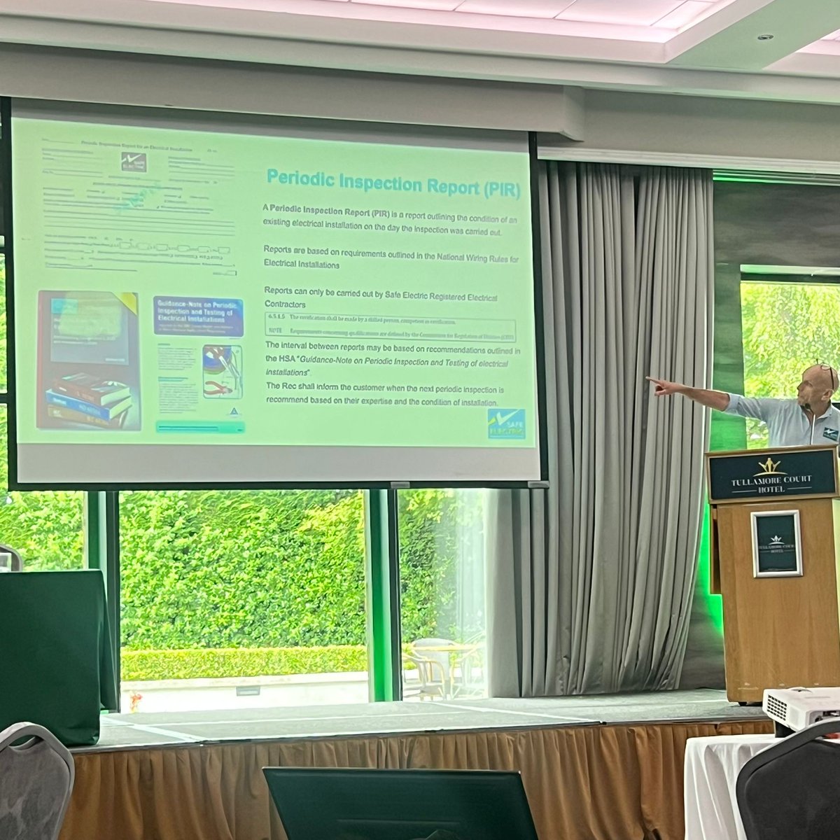 NBCOIreland's tweet image. Neale Dalton and John Cottor, Safe Electric - presenting on the Requirements for installation of and certification of electrical works to existing dwellings.🎙️