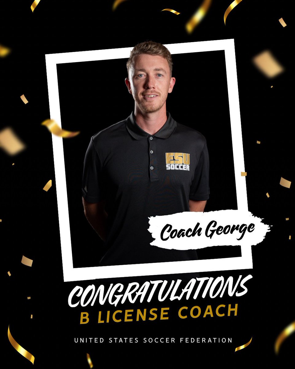 ESU Women's Soccer (@esu_wosoccer) on Twitter photo The credentials keep coming ☑️
Congratulations to Coach George on earning his USSF B License!
<a href="/CoachGeorge23/">Coach George</a> 👏 The credentials keep coming ☑️
Congratulations to Coach George on earning his USSF B License!
<a href="/CoachGeorge23/">Coach George</a> 👏