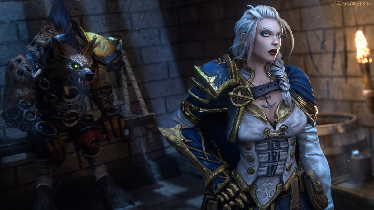 Zentaeron's tweet photo. Commission: Jaina Proudmoore's "unique" crew
Part 1: Hogger the Bodyguard.
For Luminair

Something to turn into a series, hopefully, with Jaina recruiting "strange" members for her Kul Tiras Flagship through... unorthodox methods. 
Full story on Hentai Foundry! - https://t.co/44pMVJkp4v