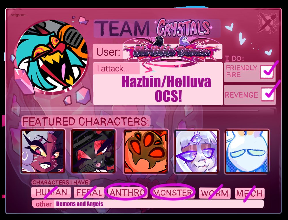 SkribbleDemon's tweet image. Got my card all ready for art fight!
artfight.net/~SkribbleDemon