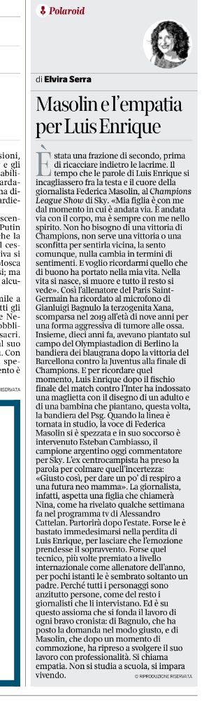 paoloangeloRF's tweet photo. .@elvira_serra“tutti i personaggi sono persone come del resto i giornalisti che li intervistano. su qst assioma si fonda il lavoro di ogni bravo cronista #bagnulo ha posto la domanda nel modo giusto e #masolin dopo commozione ha ripreso a svolgere lavoro con professionalità https://t.co/BtUBot81Yj