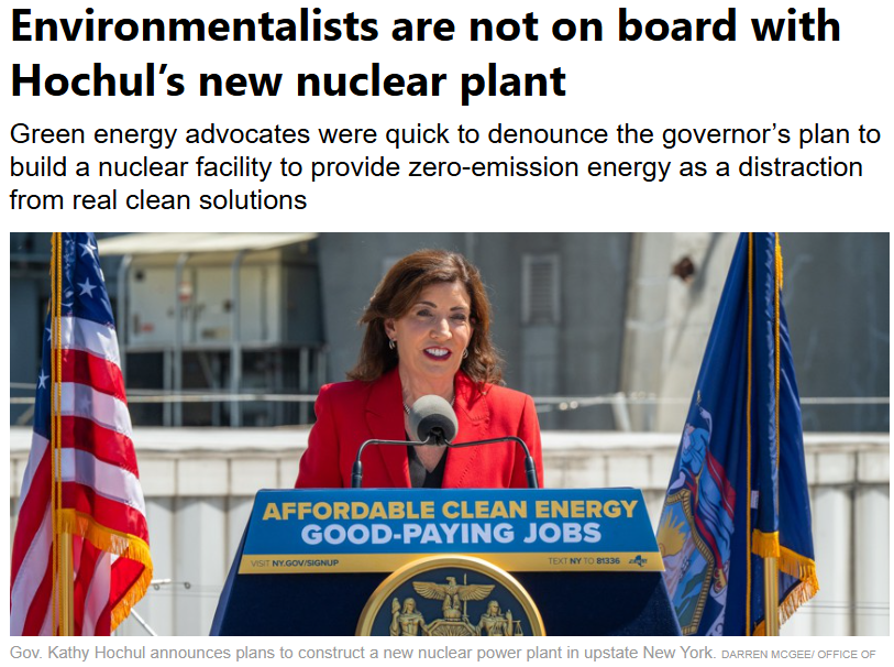 Polling has shown that a large fraction of the public thinks that nuclear is a heavy CO2 emitter.  This is frustrating and inexplicable for nuclear experts and advocates.

A reason why just dawned on me.  Articles with titles like this!  (See picture below.)  The public thinks