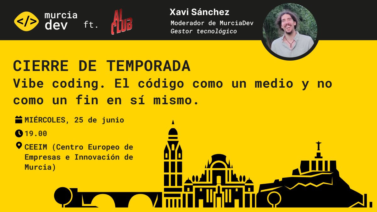 ¡Gente, Que tenemos mañana evento! ¿Os lo vais a perder? Es el último hasta septiembre como mínimo. 

meetup.com/murciadev/even…