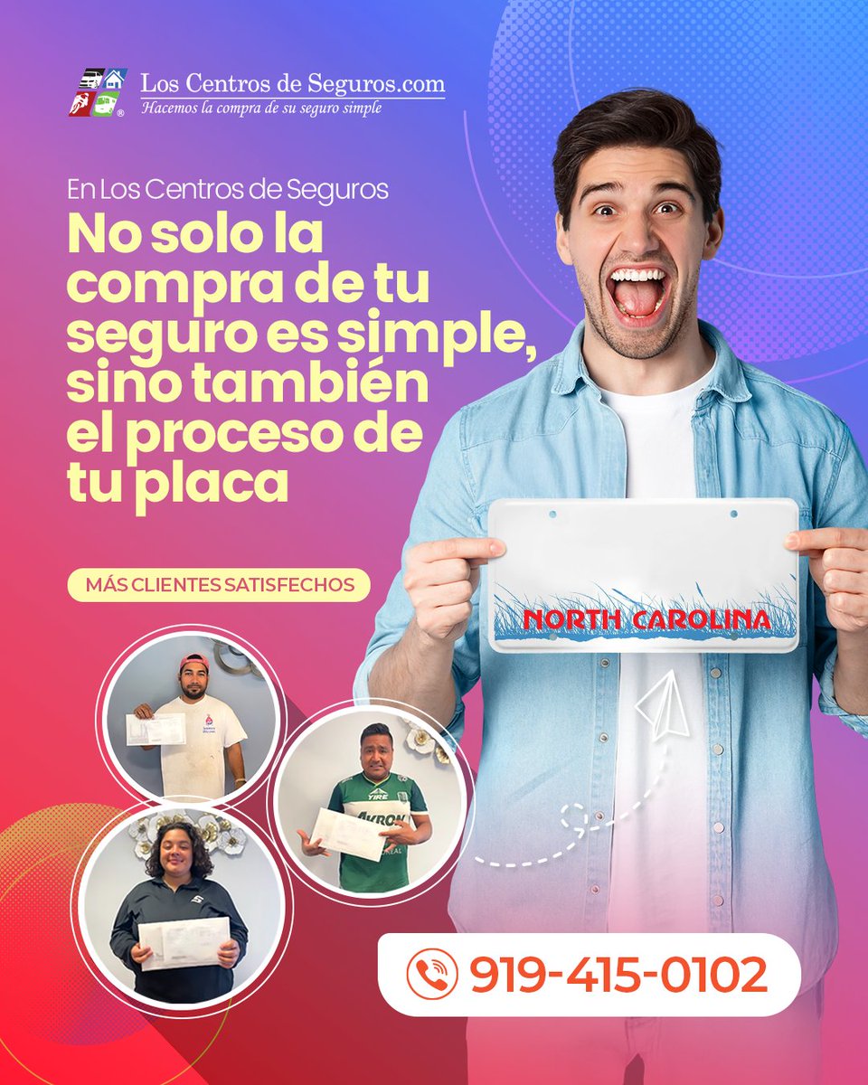 InsuranCenters's tweet photo. 🚗💨 ¡Tu placa vehicular lista en tiempo récord!
Olvídate del papeleo, las filas y las demoras 😩. Nosotros hacemos el proceso por ti, rápido, fácil y sin complicaciones.
📍Disponible en Carolina del Norte.
📆 ¡Agenda hoy y maneja tranquilo mañana!
☎ 919-415-0102 https://t.co/nZ8wd5wDgj