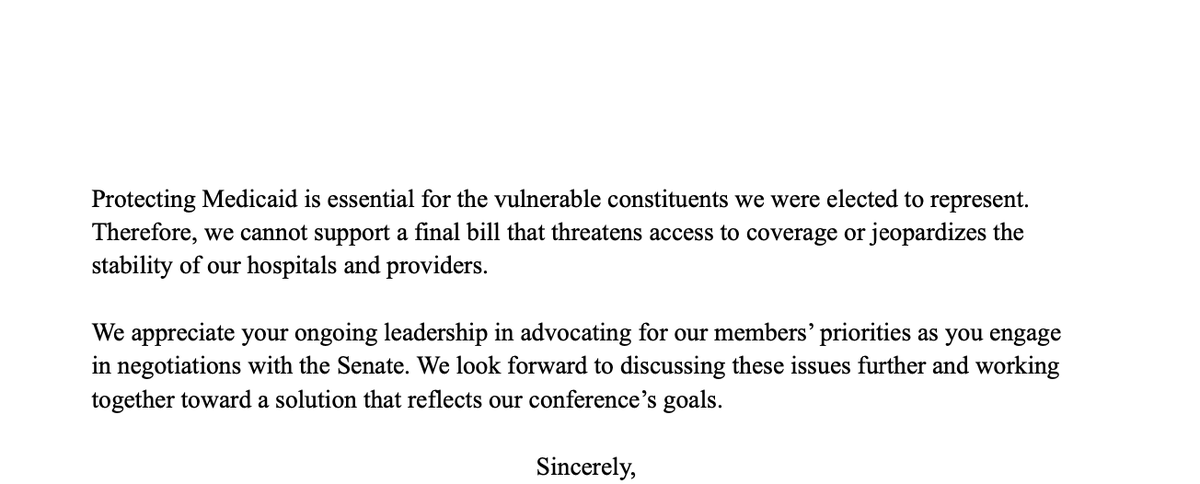 reesejgorman's tweet photo. New: 16 House Republicans sent a letter to Thune and Johnson opposing the Senate's proposed Medicaid cuts, suggesting that they are prepared to vote against the legislation.
"We cannot support a final bill that threatens access to coverage or jeopardizes the stability of our hospitals and providers."