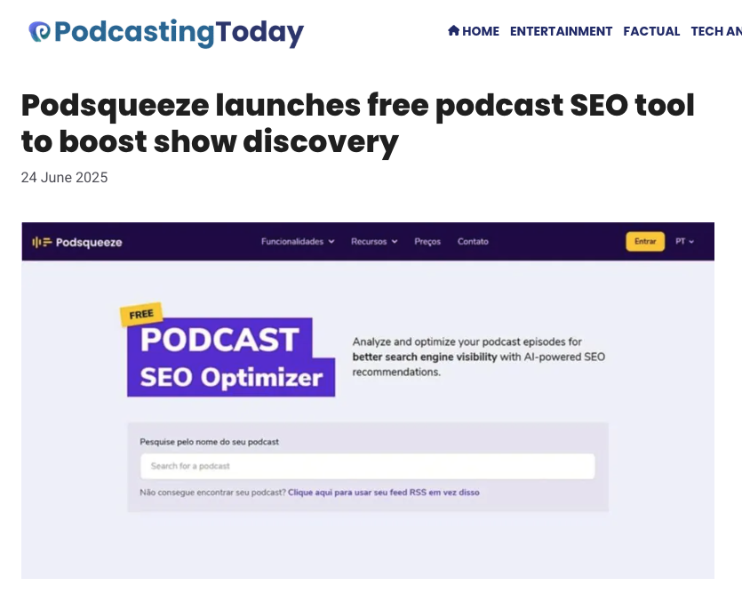Our newest Podcast Title Optimizer has already made the podcasting news 😍

As far as I am aware we are the only ones that have built such a tool!