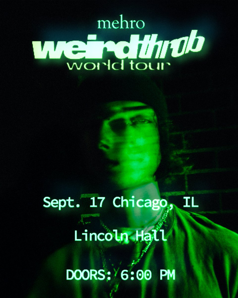 Just Announced: <a href="/iammehro/">mehro</a> brings his introspective sound and raw emotion to Lincoln Hall on September 17. Get tickets this Friday at 9am: bit.ly/mehro-chi25