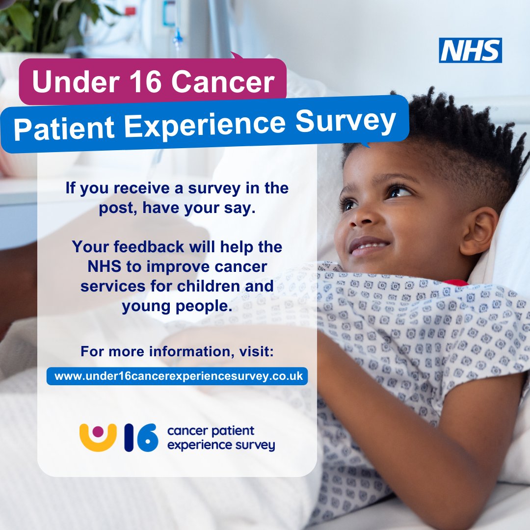 CancerNel's tweet image. If you received a survey through the post ‚ don't ignore it. This is your opportunity to help make a difference. @NHSEngland 

bit.ly/4c2cnVP 

#U16CancerPatientSurvey #SupportTheSurvey #CancerJourney #PatientExperience #NHSFeedback