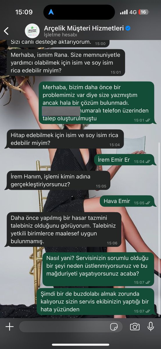 19 Mayıs 2025 tarihinde Arçelik Buca şubesinden 1 bulaşık makinesi 1 çamaşır makinesi aldık, 22 Mayıs tarihinde resmi yetkili servisi kurmak için geldi, kurmaya çalışırken buzdolabını çekmesi gerekti, çektiği esnada kapısından çekmemesi konusunda uyardık fakat asla umursamadan