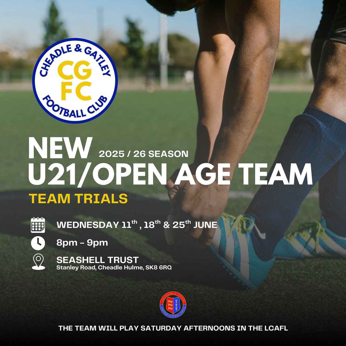 🔵🟡 𝗡𝗘𝗪 𝗨𝟮𝟭 / 𝗢𝗣𝗘𝗡 𝗔𝗚𝗘 𝗧𝗘𝗔𝗠

Elite Football Coaching have partnered with <a href="/CGFCfootball/">Cheadle & Gatley FC</a> for the launch of our new under-21 team, competing in open-age Saturday football during the 2025/26 season.  

‼️ Join us tomorrow night and meet the squad!  

Sign up for