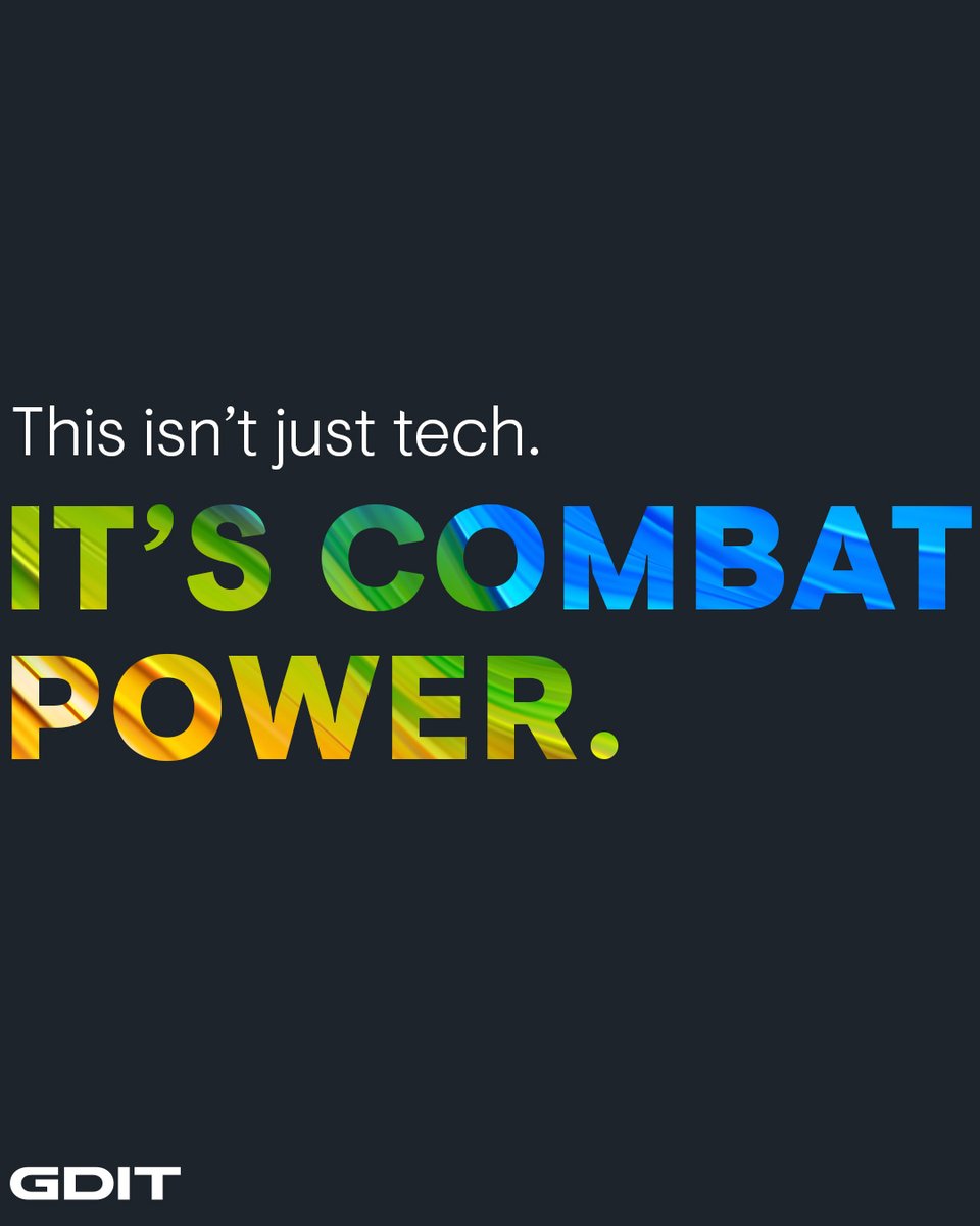 Combat power isn’t just boots on the ground—it’s advanced tech behind every decision. When every second counts, GDIT delivers the tech that drives the mission critical advantage. 

Learn more: gdit.com/technology-for…