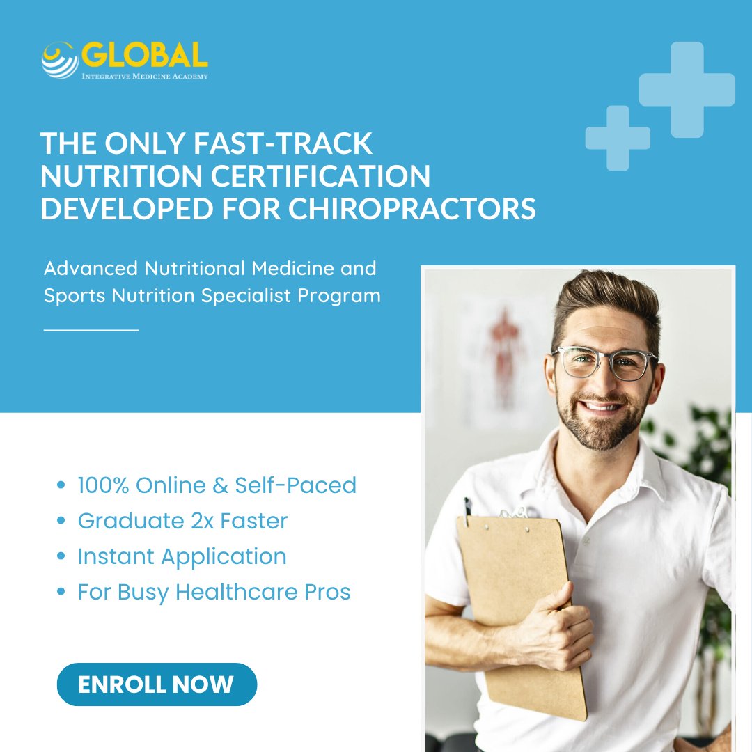 eMedEvents's tweet image. Introducing the Advanced Nutritional Medicine and Sports Nutrition Specialist Program, the ONLY fast-track nutrition certification designed specifically for chiropractors.
Enroll today: ow.ly/AQO550W9QJP
#NutritionCertification #Chiropractor #FastTrackLearning #eMedEvents
