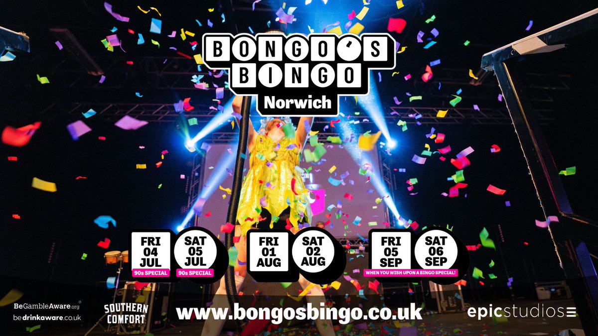 EPICNorwich's tweet image. 📣 JUST ANNOUNCED: @BongosBingo adds 'When You Wish Upon A Bingo' coming up this September, tickets on sale next week
All other dates on sale now 🎫 ow.ly/G3ek50WfkVb