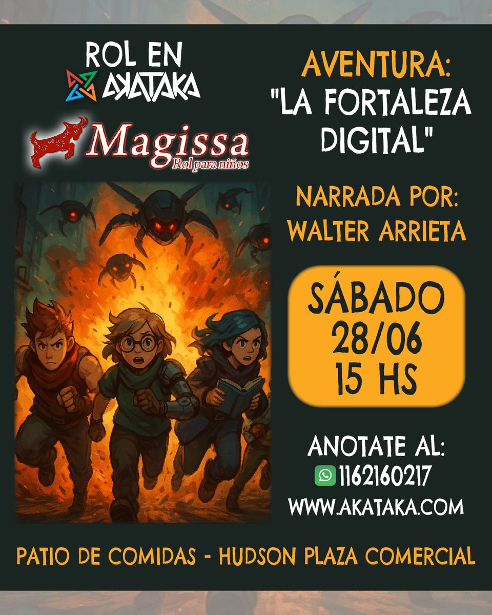 Mesa de Magissa: Juego de rol para niñ<a href="/s/">『S』</a>, ambientado en un mundo futurista, donde l<a href="/s/">『S』</a> peques serán los protagonistas de historias que serán posibles en su imaginación.
Hasta 6 jugador@s. Apta para niñ@s de 8 a 12 años, con o sin experiencia. Duración: 90 minutos aproximadamente.