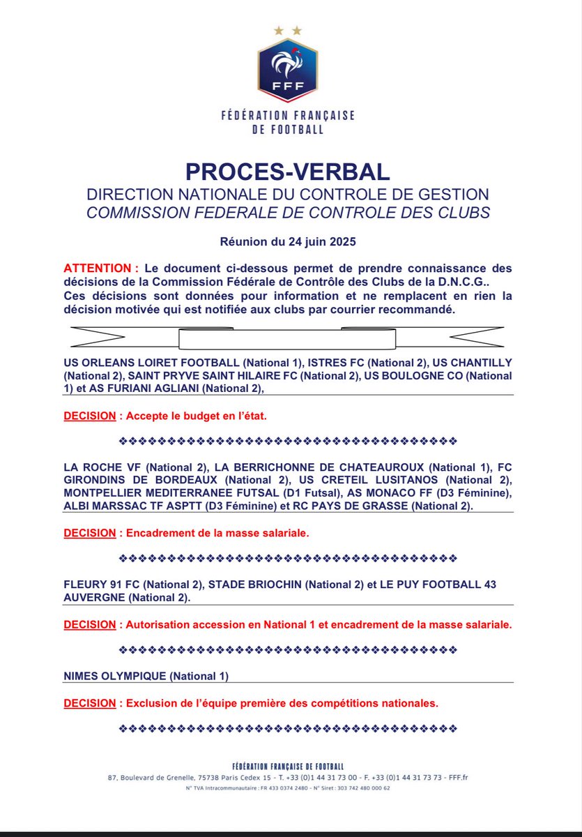 DonFcgb's tweet image. 🚨 #AvenirFCGB : 

👮‍♂️ La 𝘿𝙉𝘾𝙂 fédérale de la @fff a rendu son verdict pour les #Girondins : 

▫️Encadrement de la masse salariale 

#National2