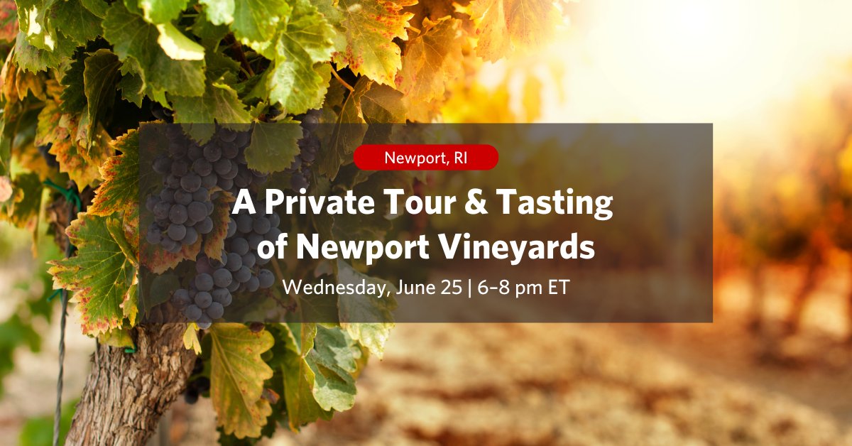 Tomorrow, June 25, kick off summer with our annual Newport Vineyards event in Newport, RI! Enjoy a private tour and wine tasting, mingle with friends old and new, and connect with your BU Providence Alumni Network 🍷 🍇 

Register now ➡️ spr.ly/60184wUtI