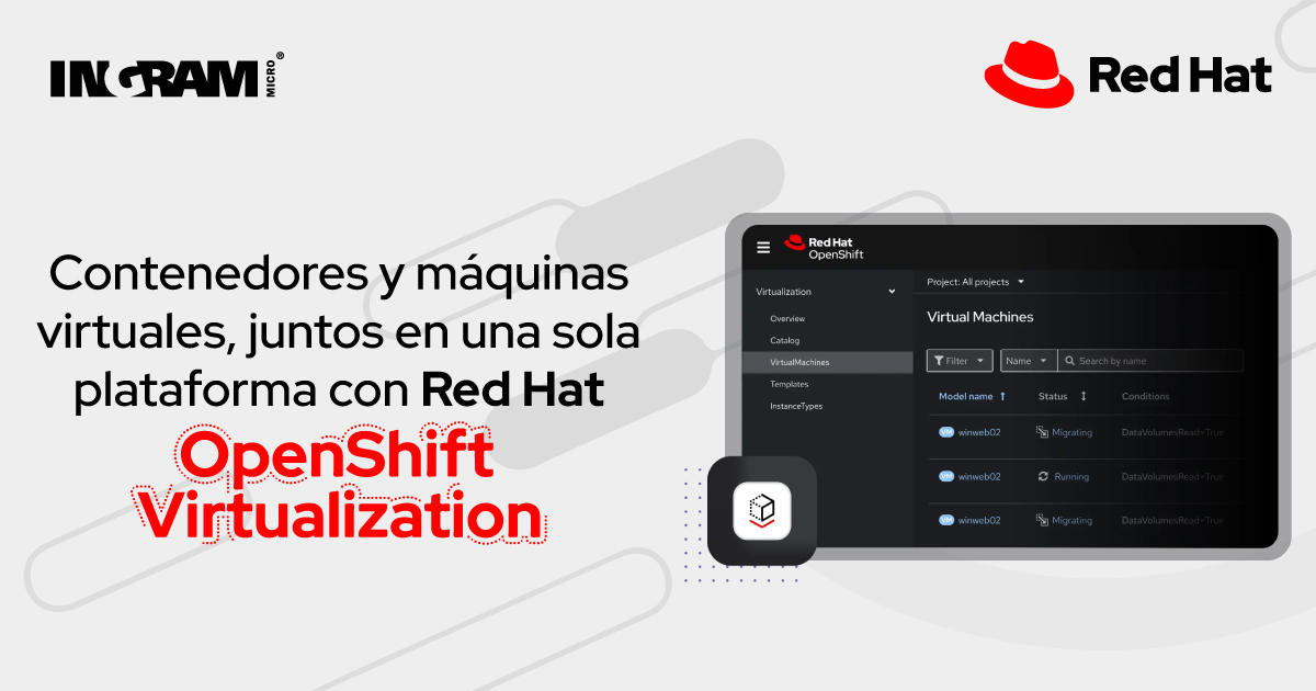 IngramMicroMx's tweet image. 📦 Red Hat OpenShift Virtualization te permite administrar contenedores y máquinas virtuales desde una sola plataforma.
Contáctanos para más información:
Susana.Garcia@ingrammicro.com
Jocelyn.Flores@ingrammicro.com
#ChannelDevelopment