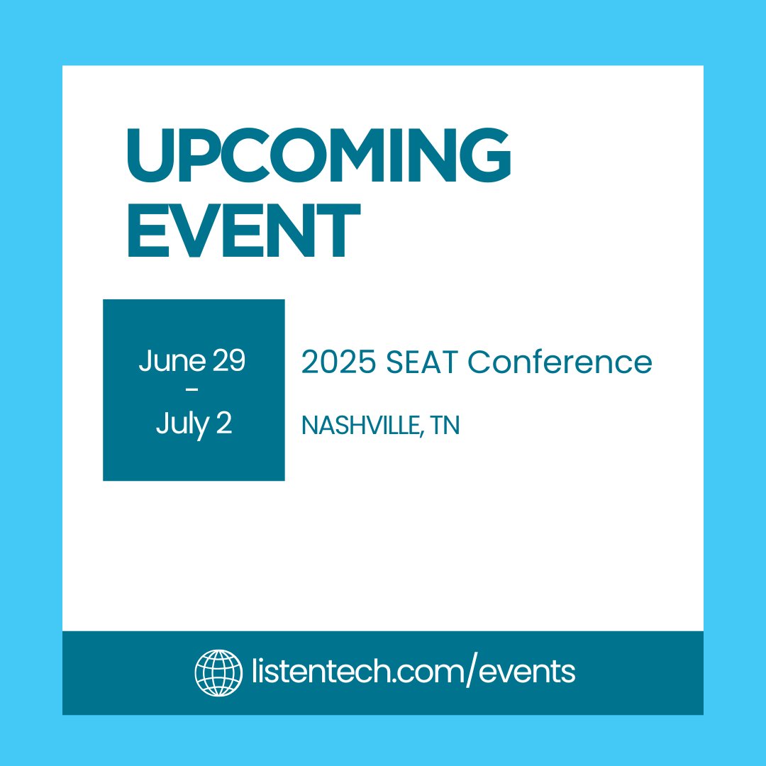 We are excited to share our participation in the following upcoming event. We invite you to stop by and connect with us, we look forward to seeing you there! Check out our events page to learn more: listentech.com/events/

#AVTweeps #AssistiveTechnology #AssistiveListening