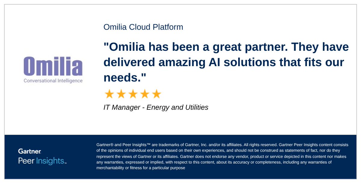 omilialtd's tweet image. Omilia is transforming customer service in energy &amp;amp; utilities with #ConversationalAI, delivering 24/7, voice-first support for billing, outages &amp;amp; more. Reduced call volumes, improved CX and empowered customers.

gartner.com/reviews/market…

#UtilitiesTech #CXInnovation #Omilia