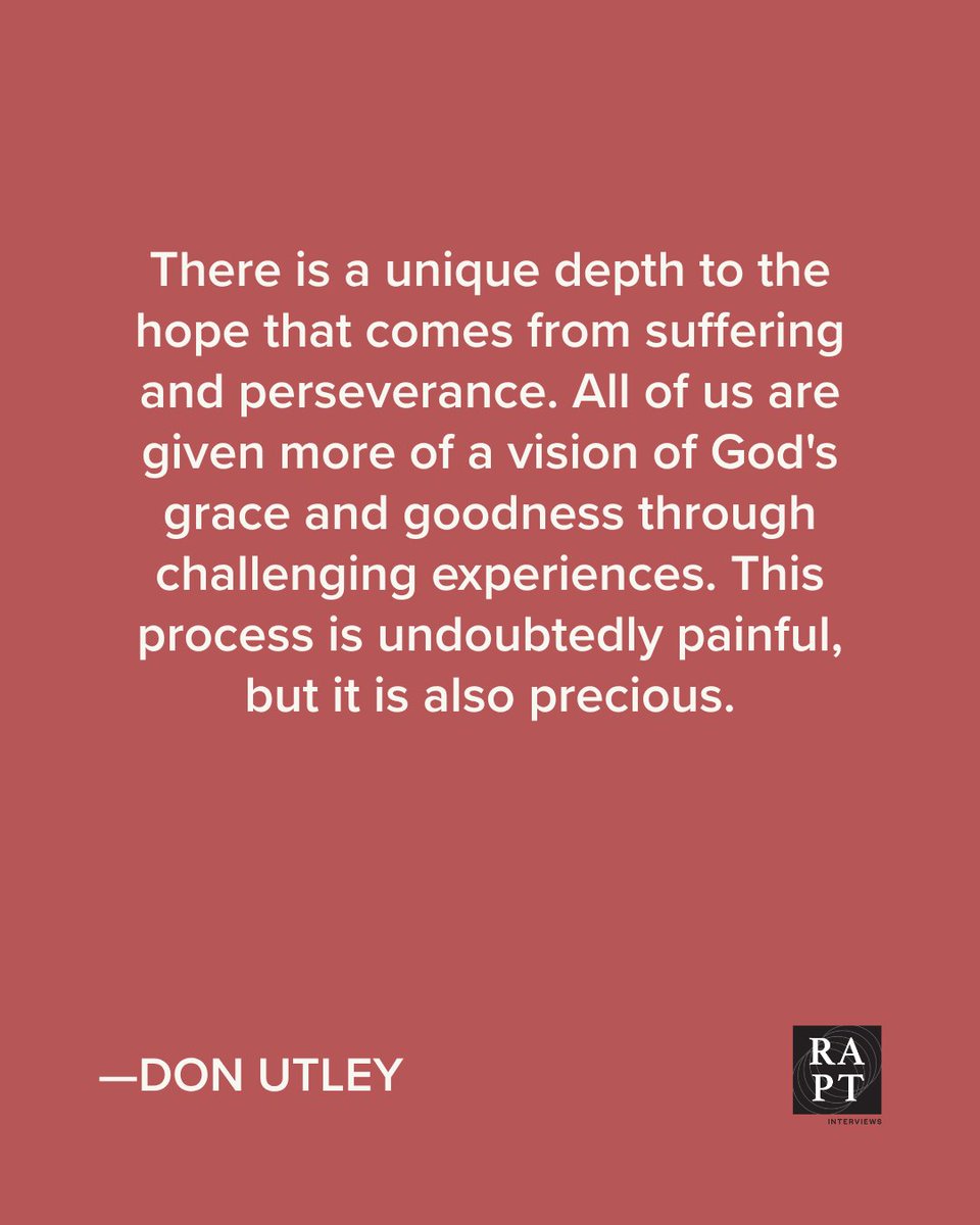"Never before had I experienced such wondrous joy in a worship service. And to think that it came in the wake of the most overwhelming despair I had ever faced!" -Don Utley

Read "The Gift of Lament"
raptinterviews.com/articles/the-g…