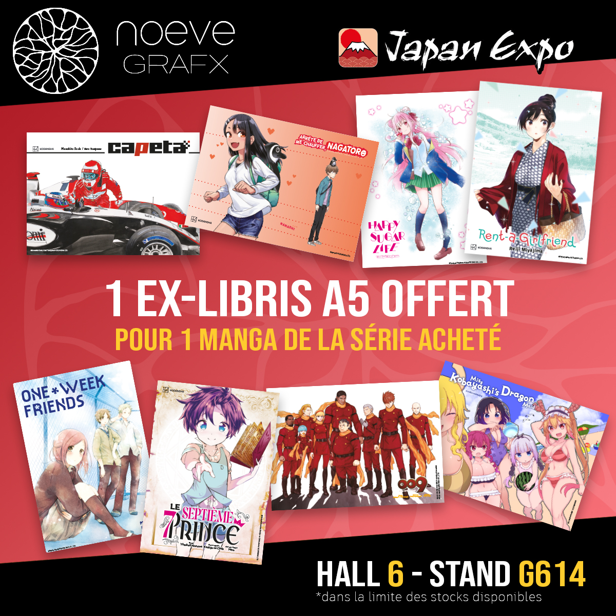noevegrafx's tweet photo. 🎉 Retrouvez-nous à la Japan Expo Hall 6, stand G614 ! 🎉
On vous a concocté plein de surprises pour célébrer vos séries préférées 😍

✨ Ex-libris exclusifs
📚 Marque-pages collectors
👜 Un sac unique rien que pour vous !

#JapanExpo #Goodies #komumanga #noeve #noevegrafx https://t.co/TTglB9giFE