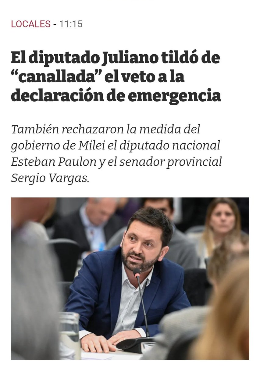 El diputado <a href="/PabloJulianoLP/">Pablo Juliano</a> tildó de “canallada” el veto a la declaración de emergencia

frenteacano.com.ar/el-diputado-ju…