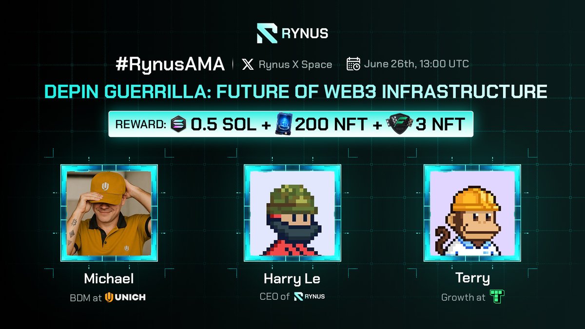 Rynus.io (@rynus_io) on Twitter photo ๐ #RynusAMA - ๐๐๐๐๐ ๐๐ฎ๐๐ซ๐ซ๐ข๐ฅ๐ฅ๐: ๐
๐ฎ๐ญ๐ฎ๐ซ๐ ๐จ๐ ๐๐๐๐ ๐๐ง๐๐ซ๐๐ฌ๐ญ๐ซ๐ฎ๐๐ญ๐ฎ๐ซ๐
Join us for a multi-protocol Space as we explore how onchain infra is evolving across compute, exchange, and reputation systems.
๐ June 26th, 13:00 UTC
๐ Rynus X Space: ๐ #RynusAMA - ๐๐๐๐๐ ๐๐ฎ๐๐ซ๐ซ๐ข๐ฅ๐ฅ๐: ๐
๐ฎ๐ญ๐ฎ๐ซ๐ ๐จ๐ ๐๐๐๐ ๐๐ง๐๐ซ๐๐ฌ๐ญ๐ซ๐ฎ๐๐ญ๐ฎ๐ซ๐
Join us for a multi-protocol Space as we explore how onchain infra is evolving across compute, exchange, and reputation systems.
๐ June 26th, 13:00 UTC
๐ Rynus X Space: