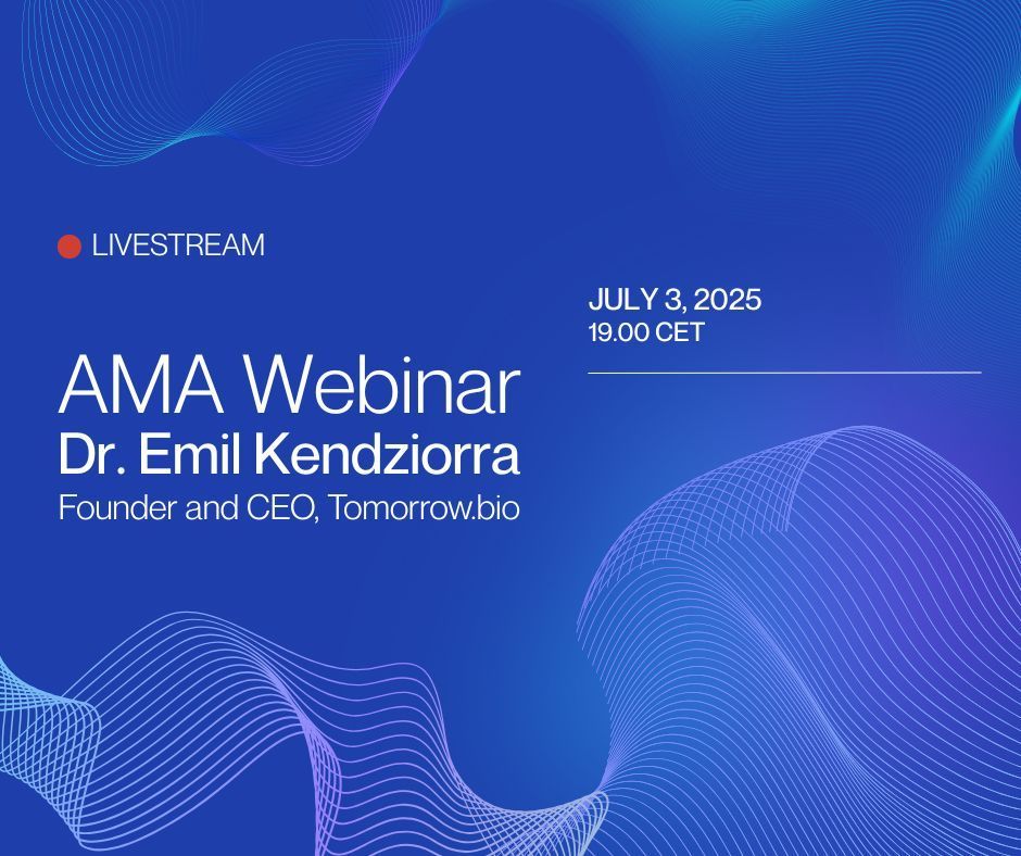 tomorrowbio's tweet image. One Week Until Our Live AMA with Dr. Emil Kendziorra!
🔗 RSVP: buff.ly/UeiWeHk
📅 Date: July 3rd | 🕒 Time: 19:00 CET
We warmly invite you to join us next week for a thought-provoking AMA on the future of cryonics, biostasis, and human preservation.
Our guest is Dr.…