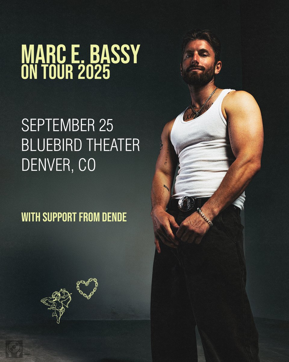Bluebird Theater (@bluebirddenver) on Twitter photo you & me & <a href="/MARCEBASSY/">MARC E. BASSY</a> on Thur. Sept 25 with special guest Dende 🎤
🎫 presale Wed. at 10a
on sale Fri. at 10a you & me & <a href="/MARCEBASSY/">MARC E. BASSY</a> on Thur. Sept 25 with special guest Dende 🎤
🎫 presale Wed. at 10a
on sale Fri. at 10a