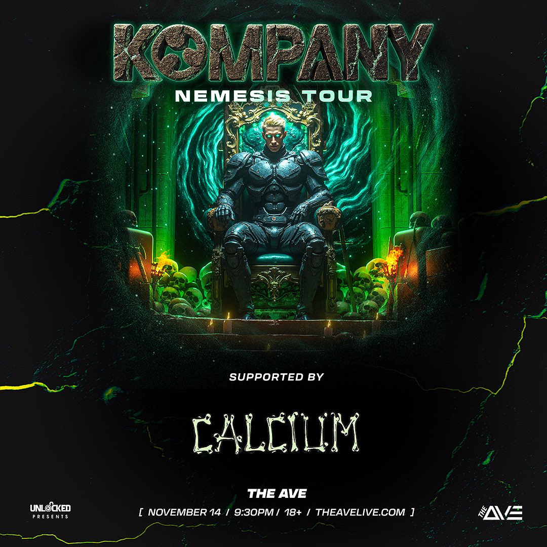 Show Announcement 💥 KOMPANY is making a stop in Philly for the Nemesis Tour with support by CALCIUM on Friday November 14th 

Tickets &amp; tables will be on sale this Thursday at the link in our bio ➡️