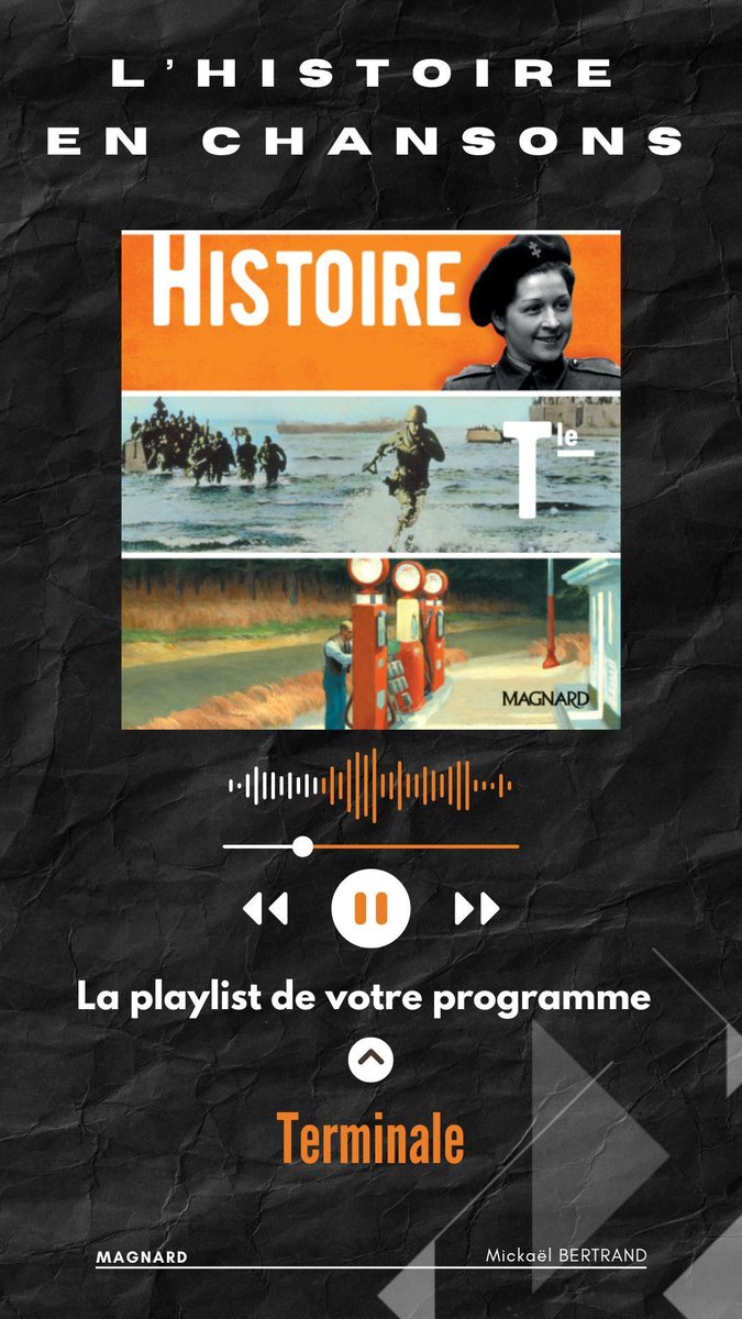 📚 Pour chaque chapitre du programme d’histoire en Terminale, une chanson 🎶
Une playlist pédagogique pour faire chanter l’histoire. 
👉 Un immense merci aux collègues du génial @Histgeobox
➡️ magnard.pole-edu.net/campaign/html/… 
#Histoire #HG #Pédagogie #Playlist