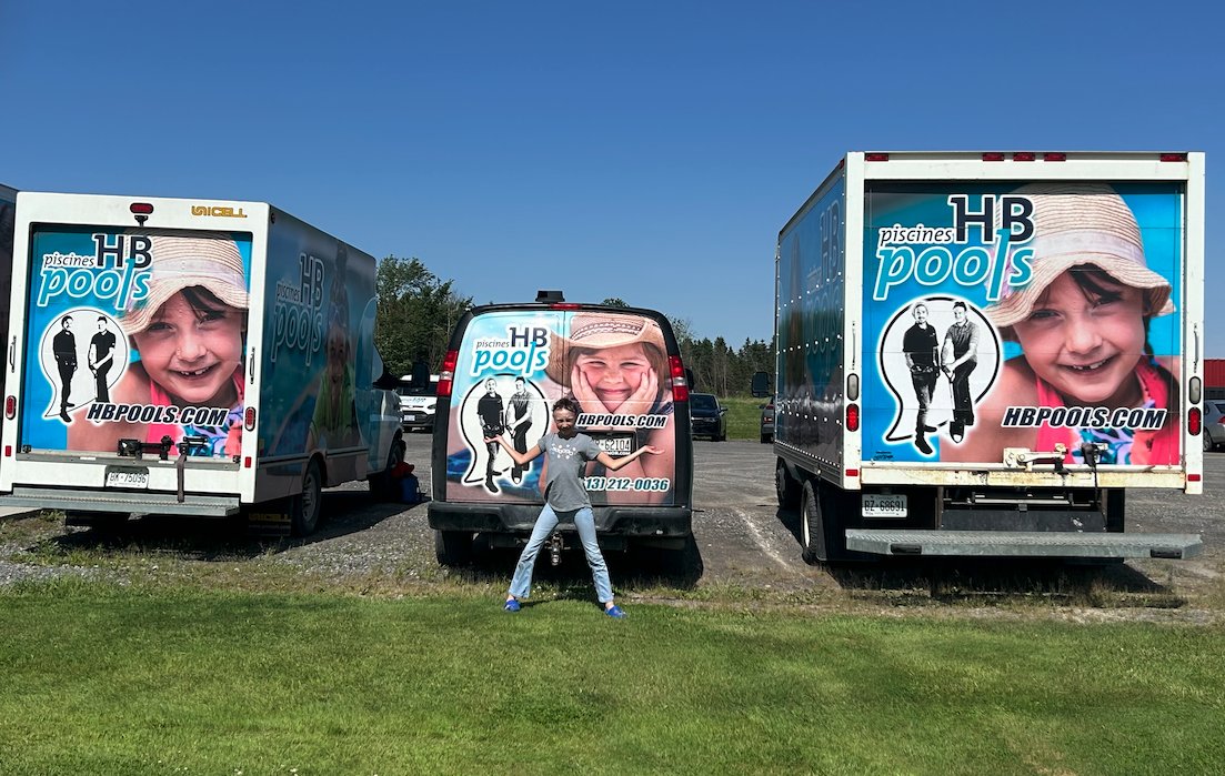 hbpools's tweet image. “From our van wrap to the real deal—Noémie’s grown alongside HB Pools! 💧🚐

At HB Pools, family is at the heart of everything we do, and seeing our own grow reminds us why we build beautiful backyards: for memories that last.

#HBPools #ThenAndNow #OttawaPools #FamilyBusiness