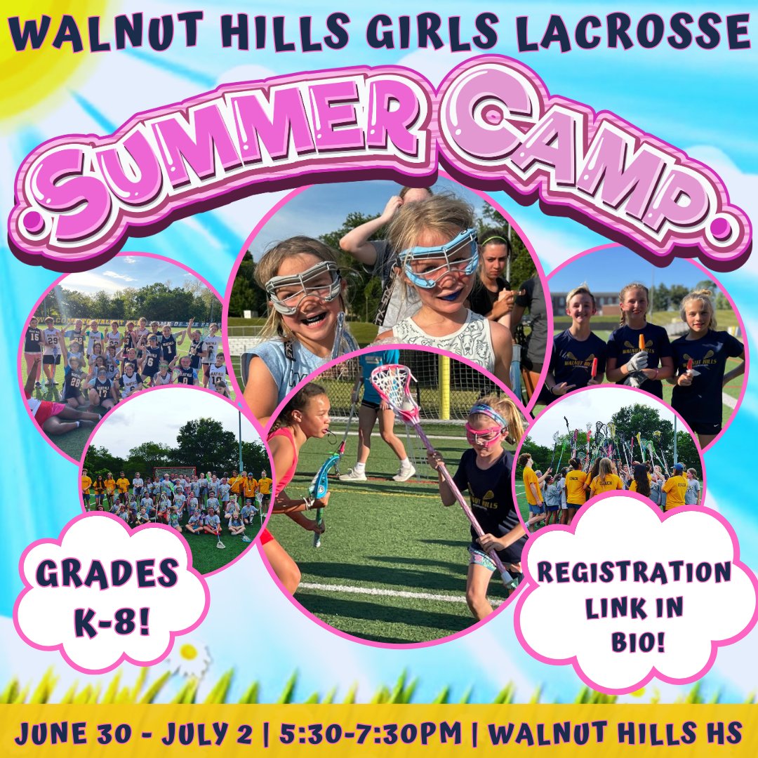 K-8th grade girls! Registration for the Walnut Hills Girls Lacrosse Summer Camp is OPEN!

No experience is necessary – just bring your enthusiasm! We'll have equipment to borrow.

Register here: share.google/EXuQAp9sDUfAuj…