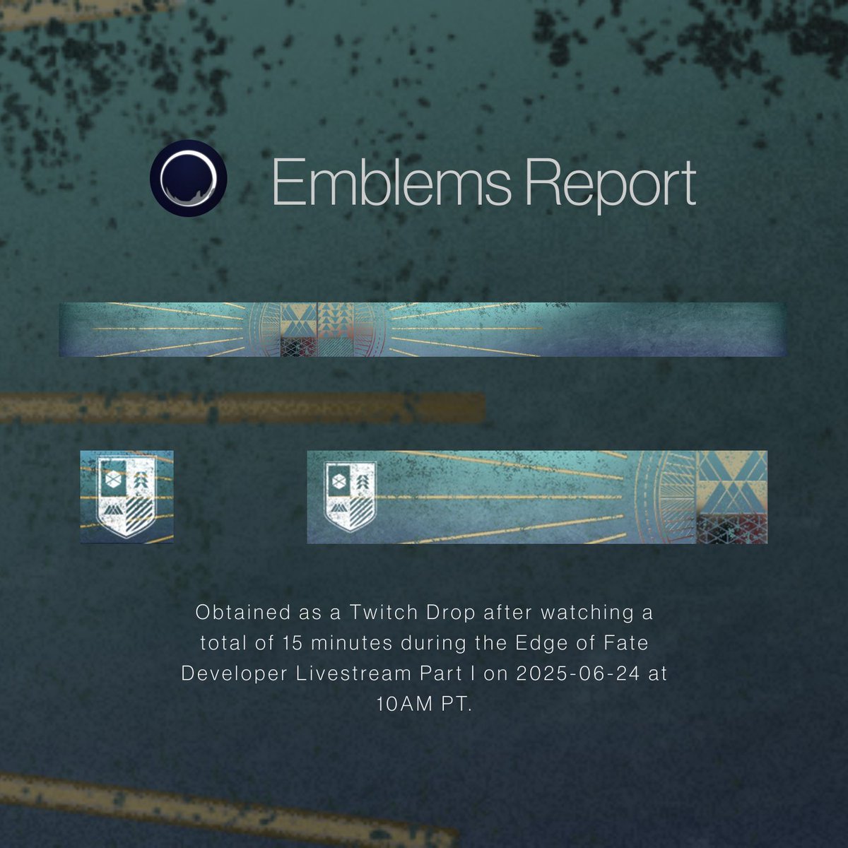 🚨 Going live in 1 hour!
Watch the Bungie stream for 15 minutes and earn the Astromancy emblem 🌌✨

⏰ 10 AM PST
📺 twitch.tv/bungie
🎁 Don't miss your chance—free loot for tuning in! #Destiny2 #TwitchDrops