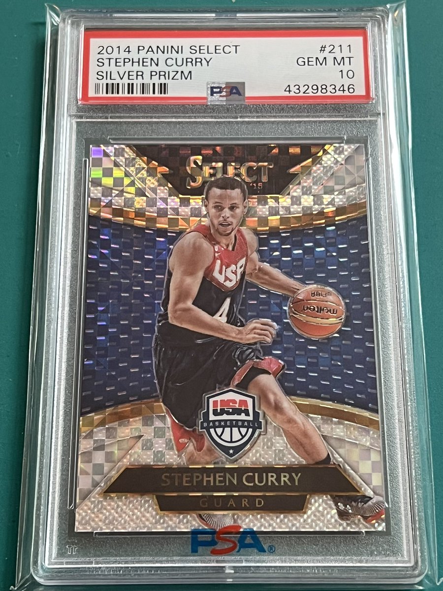 SportsChillPod's tweet photo. I love this Steph Curry Team USA Panini Select Silver Prizm PSA 10. https://t.co/pnyr8f75Oq