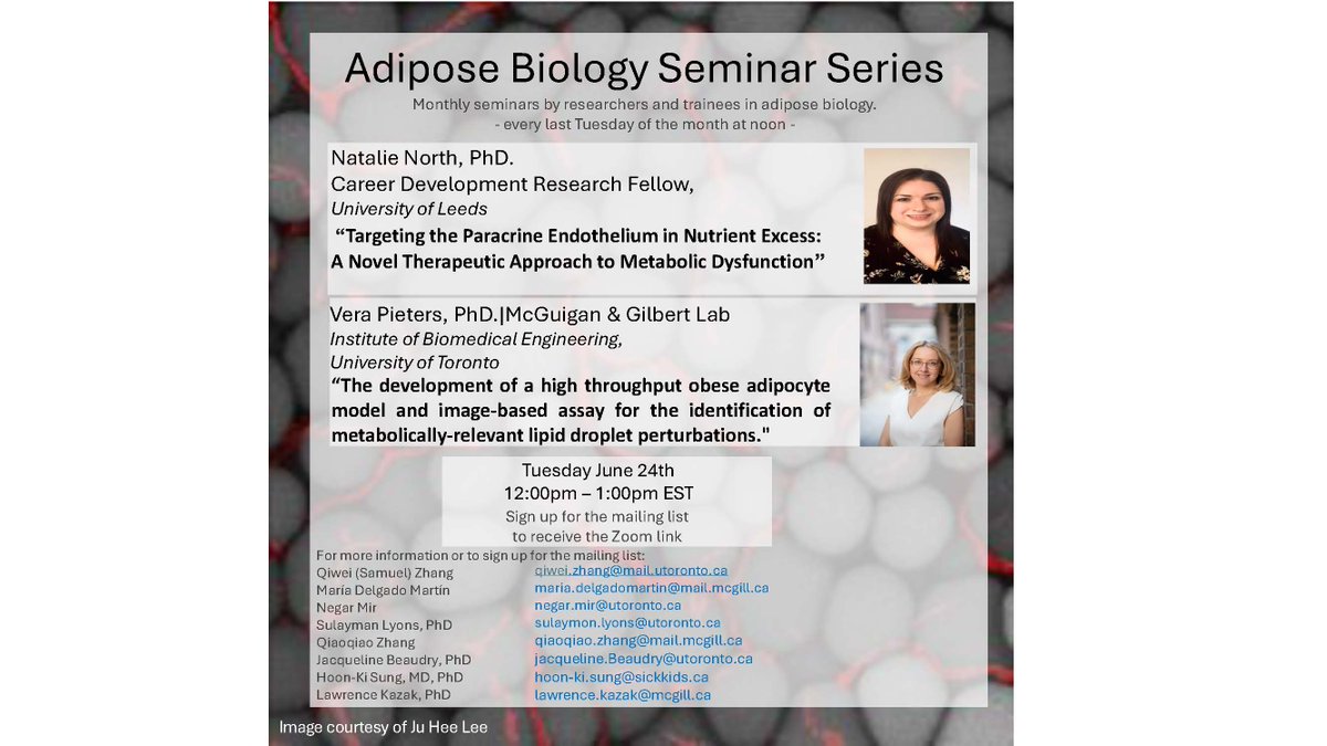 Adipose Biology Seminar Series is starting soon. Please join us: 
Please find the Zoom meeting details below:
Join Zoom Meeting
mcgill.zoom.us/j/5781520190