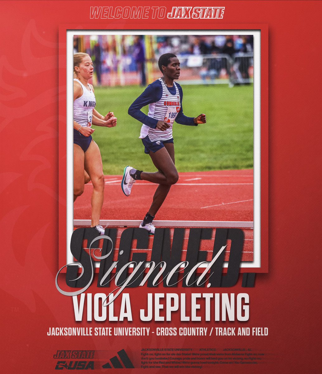 JaxStateXCTF's tweet image. 𝓢𝓲𝓰𝓷𝓮𝓭 ✍️
👤 Viola Jepleting
🏃 Cross Country / Track & Field
🇰🇪 Kenya
📚 Cumberlands
#StayCocky 🐔 | #FearTheBeak 👌