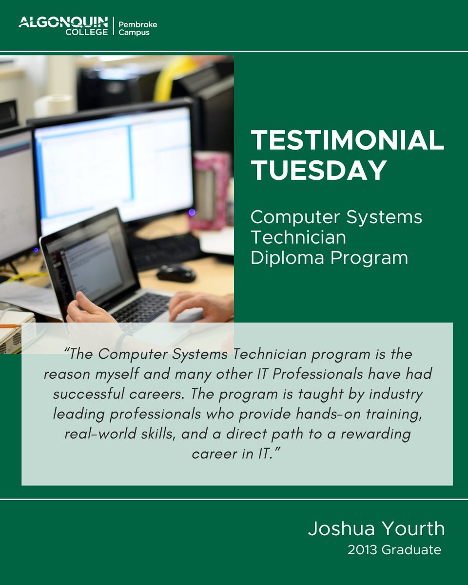 🎓 Testimonial Tuesday

Computer Systems Technician grad Joshua Yourth shares how the program launched his IT career—and why he's encouraging others to follow the same path.

Read his story👉 facebook.com/share/p/16ec4B…

Apply now: bit.ly/ACComTech 
#ITCareer #HandsOnLearning