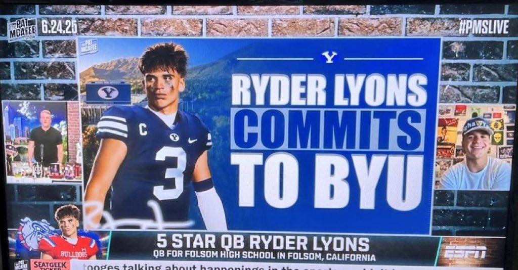 Locked On (BYU) Cougars Podcast (@lockedoncougars) on Twitter photo Done deal. Ryder Lyons is committed to BYU
#BYUfootball #BYU #Big12 Done deal. Ryder Lyons is committed to BYU
#BYUfootball #BYU #Big12