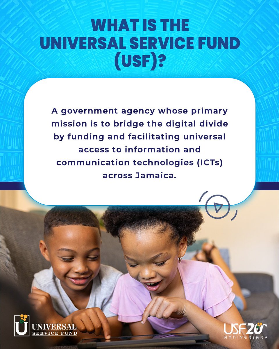 usfjamaica's tweet photo. USF is powering education across Jamaica! 
From devices and ICT scholarships to digital skills via TAP, we’re making learning go further.
Plus, free community Wi-Fi in every parish!
#DigitalInclusion #EducationalTips #USF20 https://t.co/B52ed4awF0