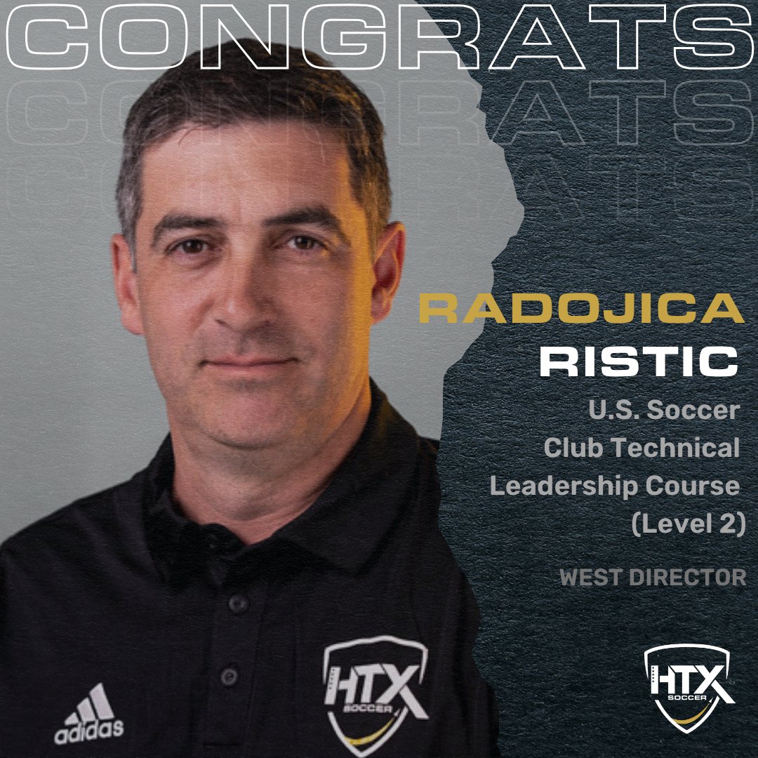 HTXSoccer's tweet photo. 🎉 Congratulations to Coach Ristic on completing the U.S. Soccer Club Technical Leadership Course (Level 2)!
#htxsoccer #htxwest #htxcomp #htxelite https://t.co/qCmEwfOtOX