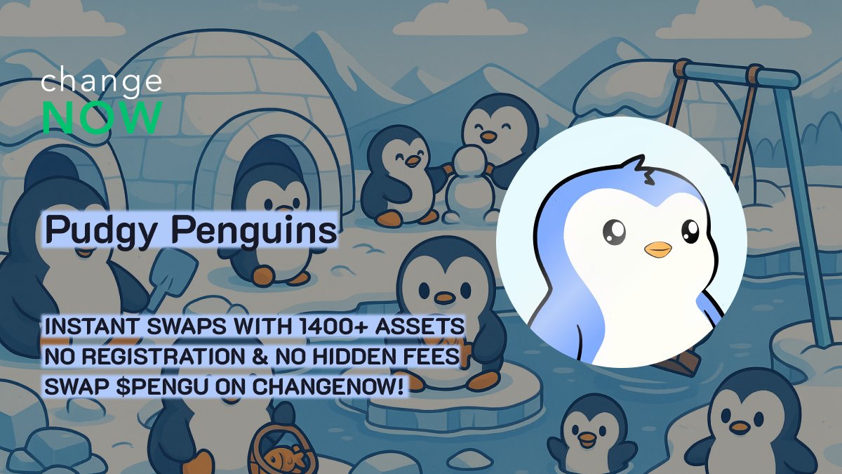 ChangeNOW (@changenow_io) on Twitter photo $PENGU just waddled onto the NYSE stage with VanEck & pumped 32% like it’s penguin szn 🐧
From toys to tokens to TradFi flex — <a href="/pudgypenguins/">Pudgy Penguins</a>'s not just cute, it’s Web3 IP done right.
This ain’t your average JPEG. Swap $PENGU on ChangeNOW!
🔗 changenow.io/currencies/pud… $PENGU just waddled onto the NYSE stage with VanEck & pumped 32% like it’s penguin szn 🐧
From toys to tokens to TradFi flex — <a href="/pudgypenguins/">Pudgy Penguins</a>'s not just cute, it’s Web3 IP done right.
This ain’t your average JPEG. Swap $PENGU on ChangeNOW!
🔗 changenow.io/currencies/pud…