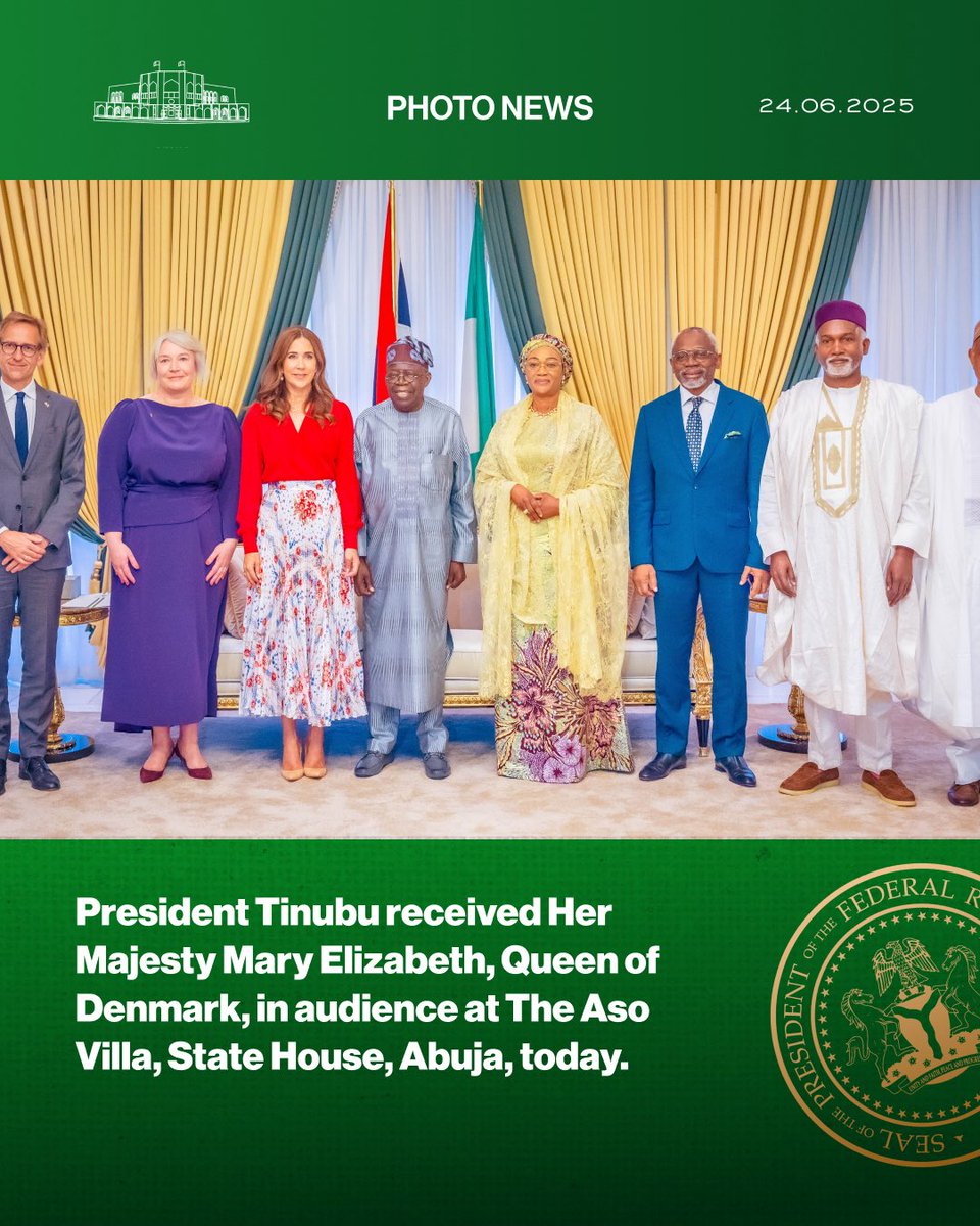 President Tinubu received Her Majesty Mary Elizabeth, Queen of Denmark, in audience at The Aso Villa, State House, Abuja, today.