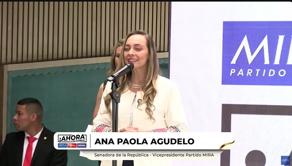 #AhoraColombia es un orgullo tener a <a href="/AnaPaolaAgudelo/">AnaPaolaAgudelo</a> como representante, pues ella tiene un compromiso real con la participación política con garantías y en equidad para la mujer <a href="/PartidoMIRA/">Partido MIRA</a> <a href="/Virguez/">Manuel Virgüez Piraquive</a> <a href="/carlos_guevara/">Carlos Edo Guevara</a> <a href="/CalyMauricio/">Mauricio Caly</a> <a href="/GeovanyLondonoG/">Geovany Londoño G</a> <a href="/NuevoLiberalCo/">Nuevo Liberalismo</a> <a href="/dignidadycomp/">Dignidad & Compromiso</a>