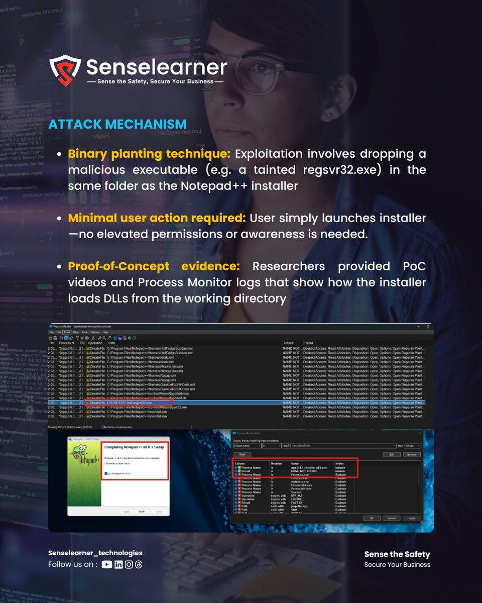 SenselearnerL's tweet image. Critical flaw in Notepad++ installer exposes systems to privilege escalation.
#CyberSecurity #PrivilegeEscalation #NotepadPlusPlus #CVE2025 #InfosecAlert