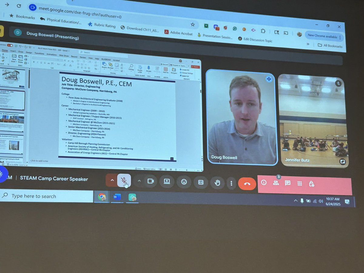 Day 5 of STEAM Camp <a href="/NorthernLehigh/">Northern Lehigh School District</a> was full of creativity and teamwork! 

Campers tested “message in a bottle” builds, cooked s’mores in solar ovens, snapped stills of stop motion characters,  &amp; raced balloon-powered cars.

Today’s guest speaker was Doug Boswell from McClure. 🏗️