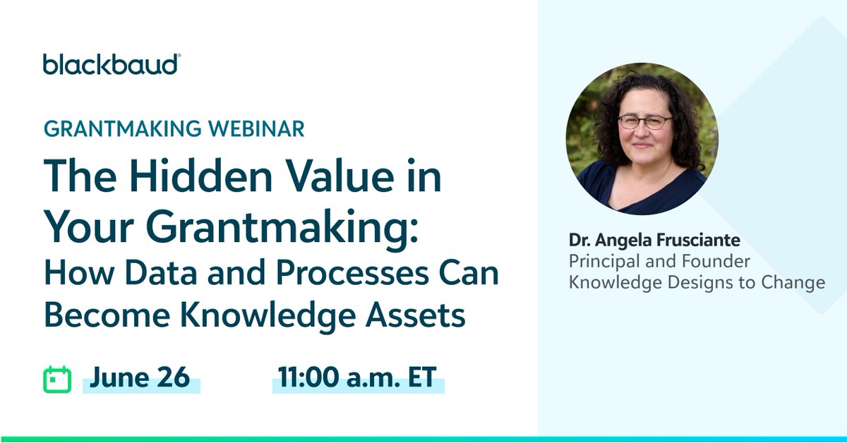 Discover untapped potential in your grantmaking with our latest <a href="/blackbaud/">Blackbaud</a> webinar: join Dr Angela Frusciante on June 26 to see how data and processes can turn into crucial knowledge. Amplify your foundation’s impact with great new strategies and insights blkb.co/4l5QQyK