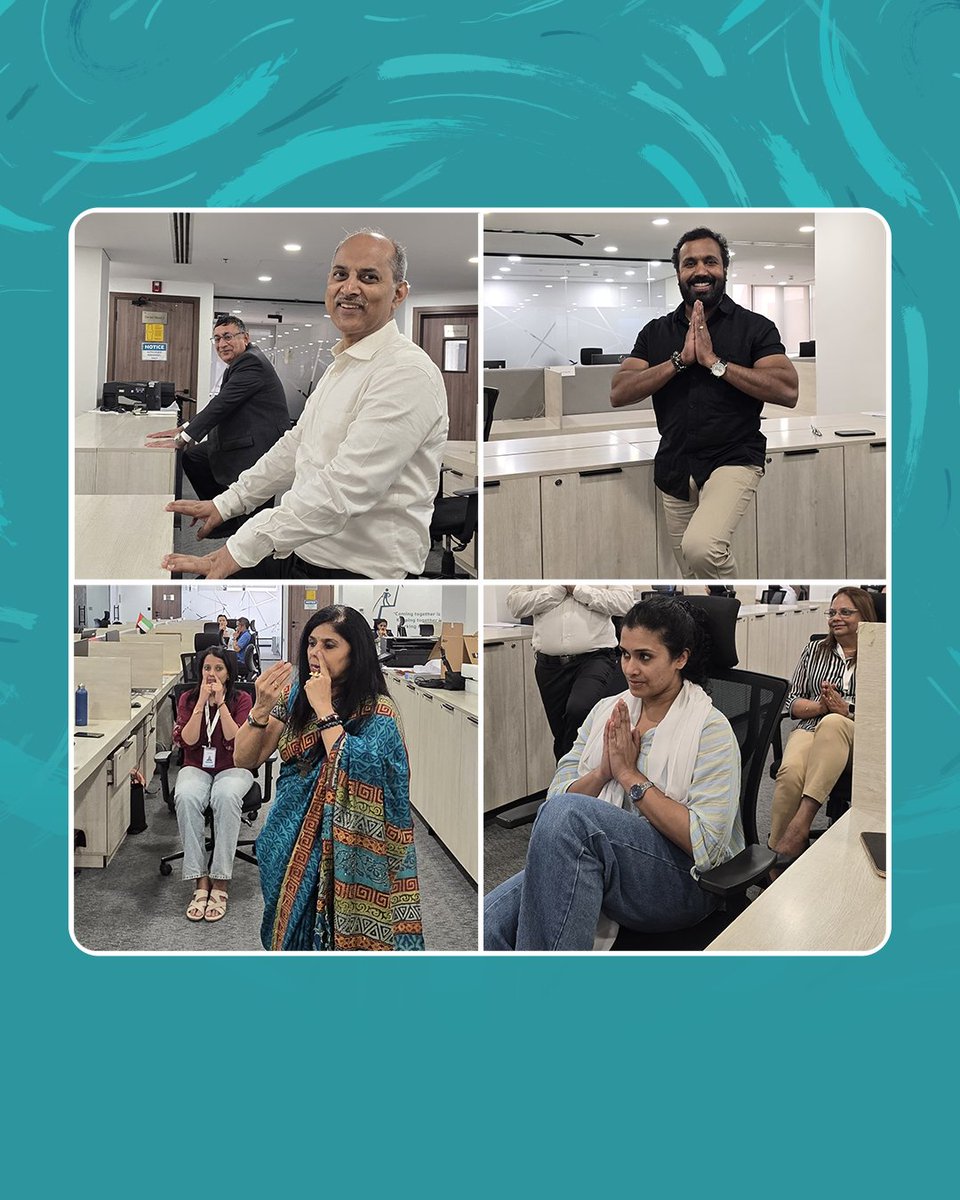 dniuae's tweet photo. Dubai National Insurance celebrated International Yoga Day with a calming desk yoga session that helped the team unwind, recharge, and refocus. It was the perfect mid-day reset filled with mindful movement and positive energy! 🧘‍♀️🌿

#DNI #DiscoverDNI #ProtectingWhatMatters https://t.co/jNN6q3vuuh