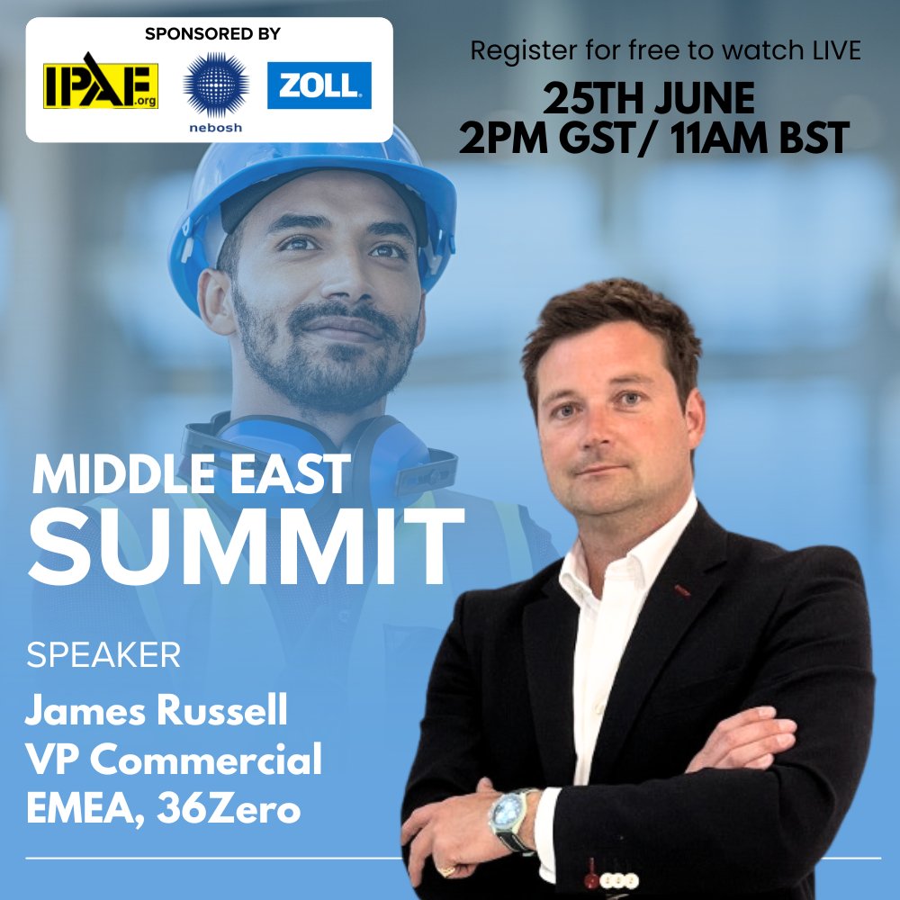 We introduce James Russell, VP Commercial EMEA, <a href="/36ZeroUK/">36Zero</a> . 

James will be part of the panel discussion: Advancements in Middle East-focused PPE

WATCH LIVE FOR FREE TOMORROW >> hsei.wavecast.io/health-safety-…