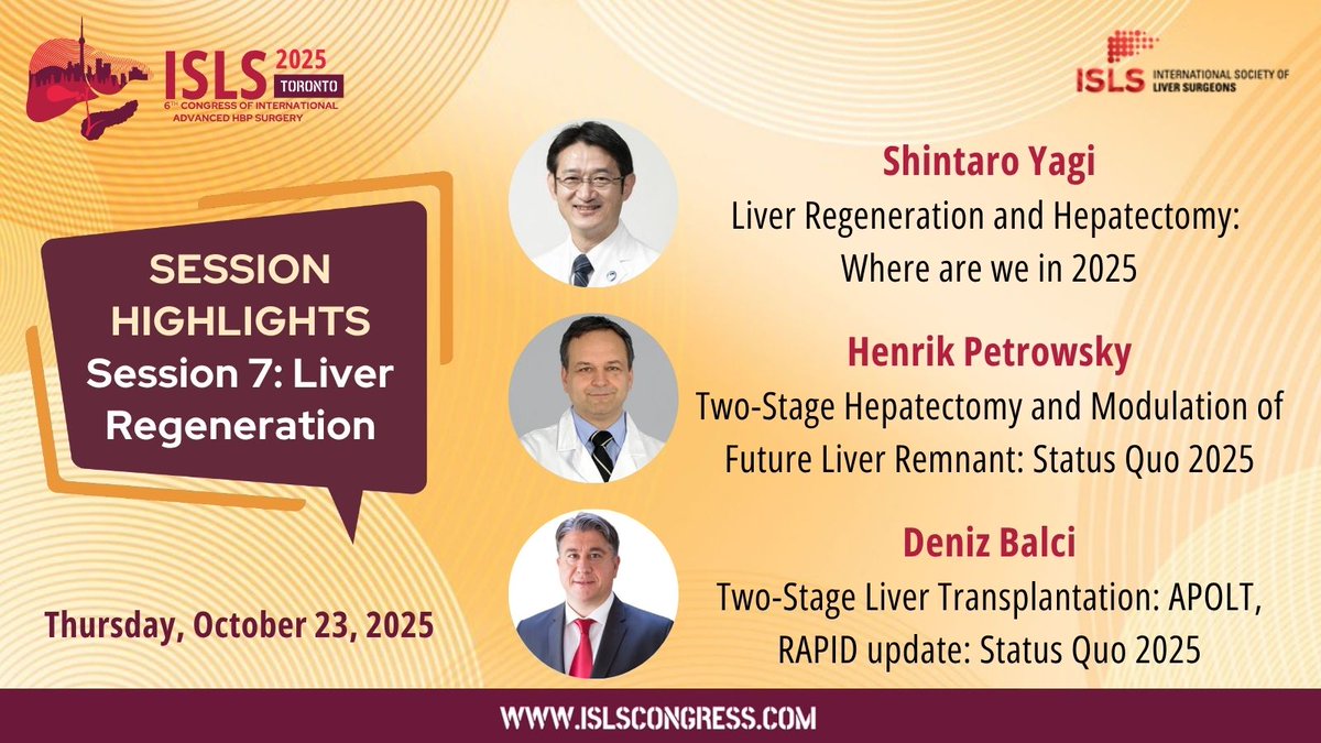 ISLSCongress (@islscongress) on Twitter photo #ISLS2025 SESSION HIGHLIGHTS
Don't miss Session 7 on hashtag #LiverRegeneration with Shintaro Yagi, Henrik Petrowsky and Deniz Balci.
#LiverResearch #Transplantation #Hepatology #MedicalConference #RoboticSurgery #ISLS2025 SESSION HIGHLIGHTS
Don't miss Session 7 on hashtag #LiverRegeneration with Shintaro Yagi, Henrik Petrowsky and Deniz Balci.
#LiverResearch #Transplantation #Hepatology #MedicalConference #RoboticSurgery